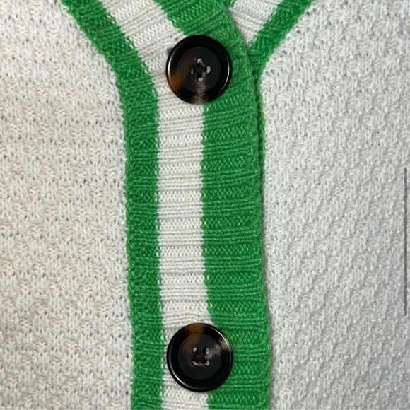 Future Collective Varsity Cardigan Sweater XS Kahlana Barfield Brown Ivory Green - Picture 4 of 12